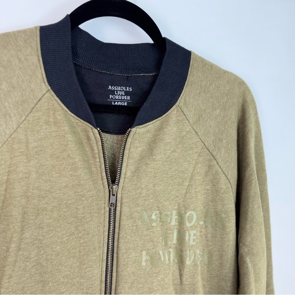 Assholes Live Forever Streetwear Men's Olive Zip Up Jacket - Picture 3 of 4